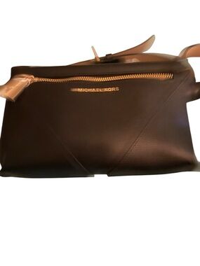 Michael Kors Tan Leather Belt with Black Buckle